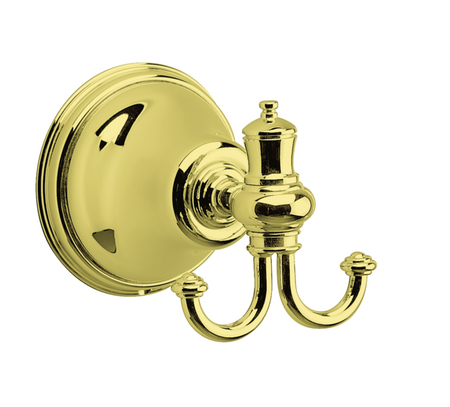 Wieszak podwójny na ręczniki polerowany mosiądz pvd