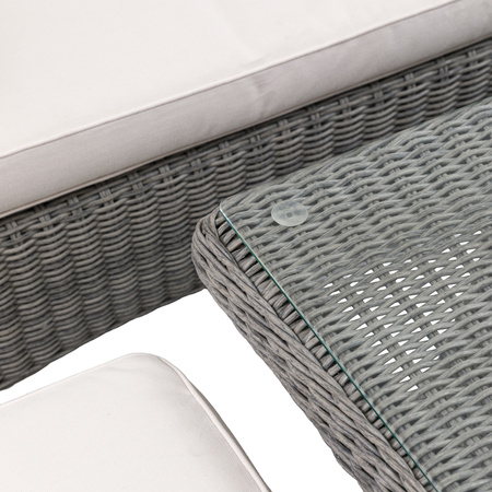 Zestaw ogrodowy ASCOT narożny – sofa + stół regulowany + ławka + puf, 9 osób