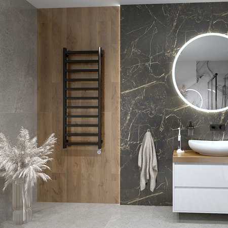 Grzejnik łazienkowy elektryczny Lungo Black 960 z grzałką Black