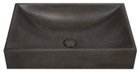 TARANT umywalka betonowa z korkiem, 58x36cm, czarny granit