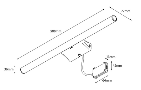 IRENE 2 oświetlenie ścienne LED, 9 W, 500x35x77 mm, chrom