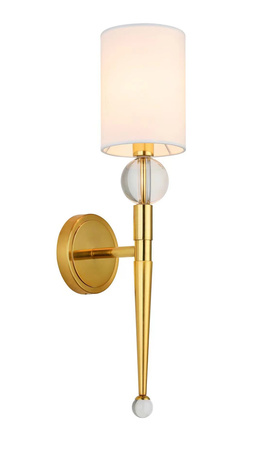 Lampa ścienna DAMA 52 cm-  złoty kinkiet z białym abażurem
