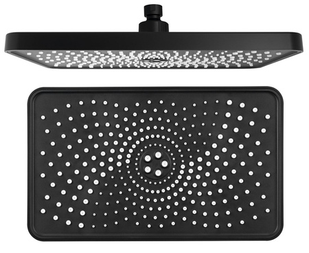 Deszczownia, 300x180mm, silikonowe dysze, ABS/czarny mat