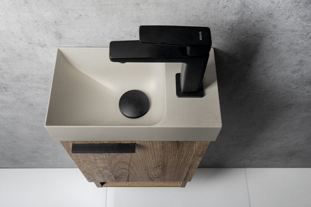 PICCOLINO umywalka betonowa, 30,8x17cm, bateria z prawej strony, piaskowy mat