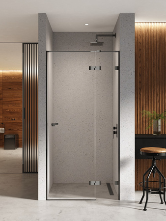 Drzwi wnękowe EVENTA BLACK CHROME 1D L 80x200 szkło czyste 8mm Active Shield 2.0