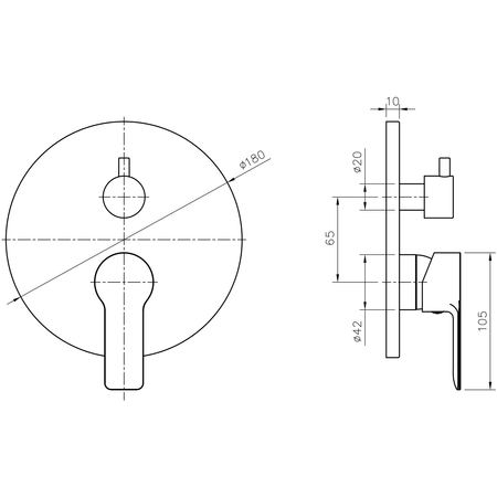 BARON bateria prysznicowa podtynkowa, 2-funkcyjna, części górne, chrom