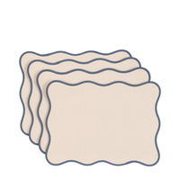 Scallop Edge Placemats Blue 4pk 300x400mm