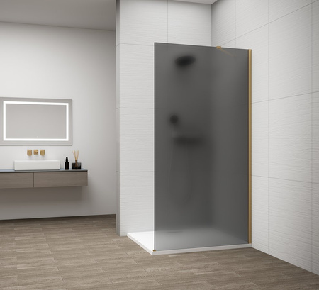 ESCA GOLD MATT jednoczęściowa kabina przysznicowa Walk-In, montaż przy ścianie, szkło mat dymione, 700 mm