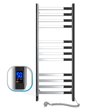 Elektryczny grzejnik łazienkowy drabinkowy NIERDZEWNY AVANGARD Sensor 480х1200 Prawa strona podłączenia, sterowanie dotykowe, regulator temperatury, Timer pracy, WiFi, Tuya, SmartLife