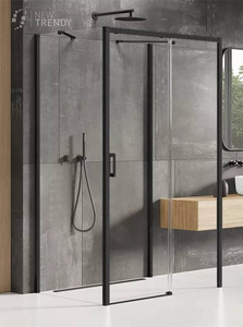 KABINA PRIME BLACK PROSTOKĄTNA PRZYŚCIENNA P 130x70x200 CZYSTE 6mm ACTIVE SHIELD