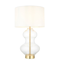 Kelda Shaped Table Lamp Satin Brass Vintage White