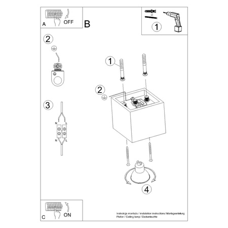 Plafon QUAD 1 burgund
