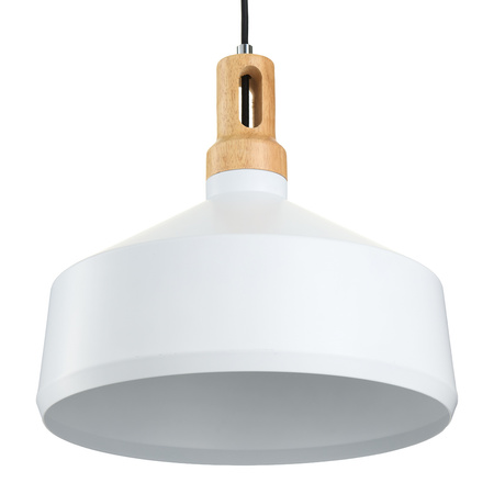Lampa wisząca NORDIC WOODY biało drewniana 35 cm