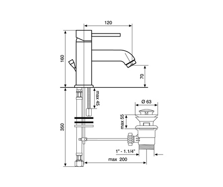 Bateria umywalkowa stojąca (clickclack)-Emmevi Rubinetterie/Piper