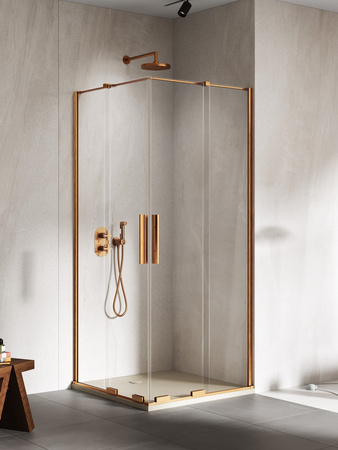 Kabina prysznicowa SMART COPPER BRUSHED 2D prostokątna U 110x120x200 szkło czyste 8mm Active Shield 2.0