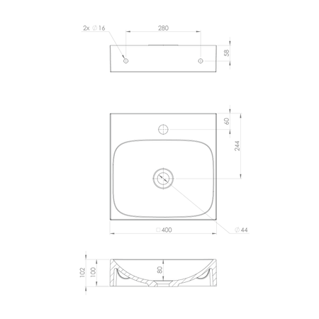 EMONA umywalka kompozytowa 40x40cm, biały