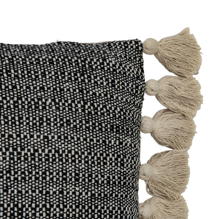 Woven Cushion with Tassels Black 450x450mm