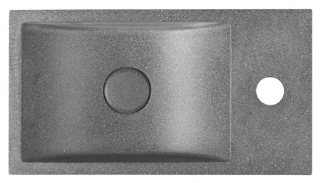 CREST R umywalka betonowa z korkiem, 40x22cm, czrany granit