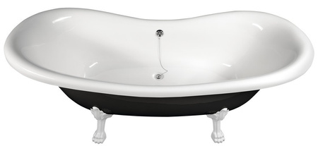 CHARLESTON wanna wolnostojąca 188x83x69cm, nogi białe, czarno/biała