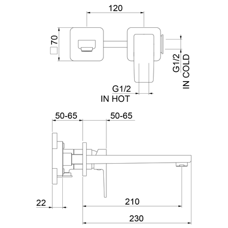 TURSI bateria umywalkowa podtynkowa, dwuelementowa, chrom