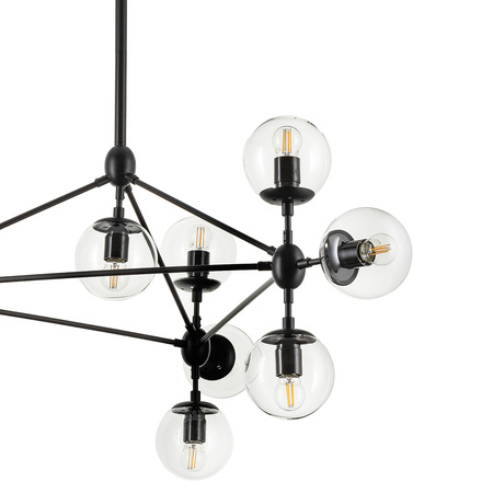 Lampa wisząca ASTRIFERO-10, 90 cm -  transparentno czarna
