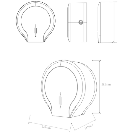 OLMO zasobnik papieru toaletowego na rolę o średnicy max. 26cm, 265x280x130mm, ABS biały