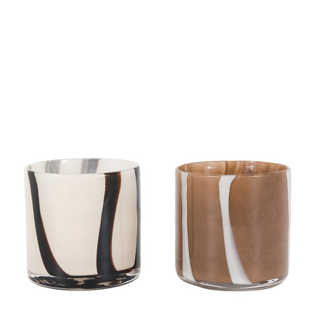 Candy Tealight Holder White&Grey (2pk) 85x85x80mm