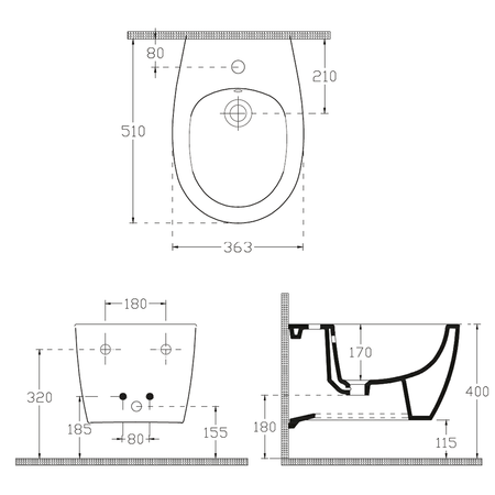 SENTIMENTI bidet wiszący 36x51 cm