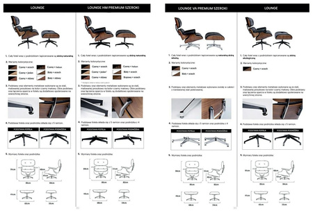 Fotel LOUNGE czarny / orzech - skóra naturalna