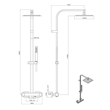 DIMY Zestaw prysznicowy z baterią termostatyczną, chrom