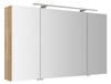 RIWA szafka z lustrem, oświetlenie LED, 3 drzwiczki, 121x70x17cm, dąb Alabama