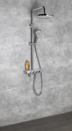 FARRAO zestaw prysznicowy z baterią, wylewka, chrom