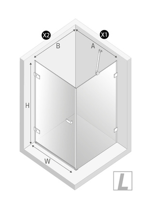 NZ2 Kabina prysznicowa OXIA BLACK 1D L 70x70x200 szkło czyste 8mm Active Shield 2.0