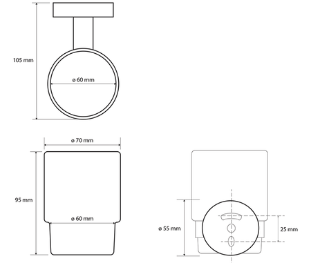 X-ROUND BLACK wisząci kubek, szkło mleczne, czarny mat