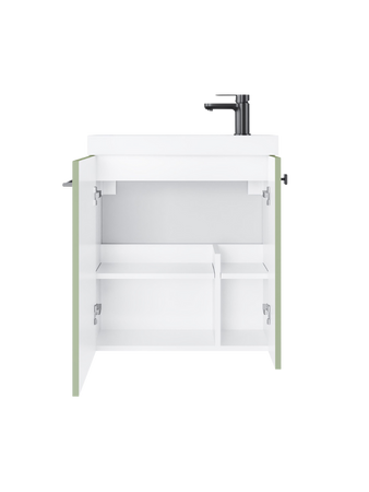 Szafka łazienkowa wisząca z umywalką 55 cm szałwia mat uchwyt gun metal NOOK 010-SU55-07+TR41366