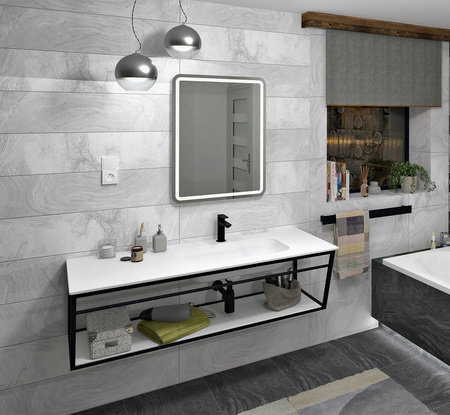 ARUBA umywalka prawa, 150x51,5 cm, Rockstone biały mat