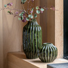 Organic Ribbed Vase Olive 180x180x170mm