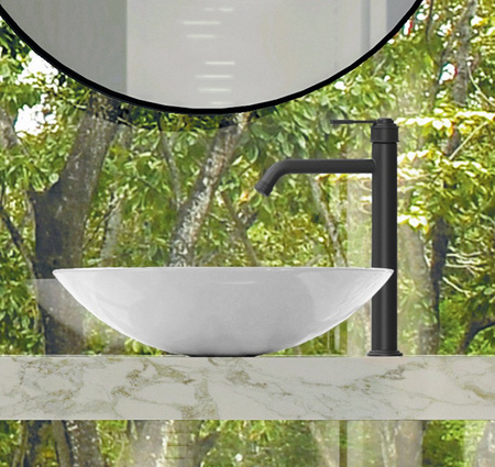 VERSI bateria umywalkowa, wysoka, z przedłużoną wylewką, czarny mat