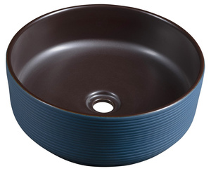 PRIORI umywalka ceramiczna nablatowa Ø 41 cm, niebieski/brązowy