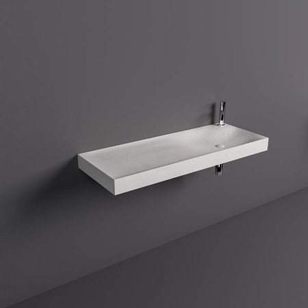REMAL Umywalka podwieszana & nablatowa 121 x 46 cm L blat z lewej strony z otworem na baterię MICA WHITE