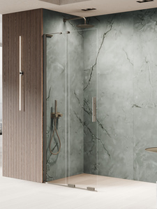 Kabina prysznicowa SMART GUNMETAL BRUSHED 1D walk-in U 80x200 szkło czyste 8mm Active Shield 2.0-WSPORNIK KĄTOWY