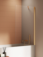 NZ4 Parawan nawannowy NEW SOLEO GOLD BRUSHED stały U 60x140 szkło czyste 6mm Active Shield 2.0