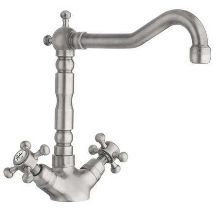 ANTEA bateria kuchenna z wylewką retro, nikiel szczotkowany