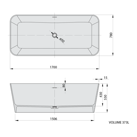 LEYLA wanna wolnostojąca 170x78x55cm, solid surface, biały mat