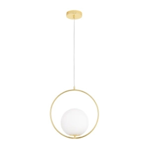 Lampa wisząca COSTA ROUND 35 cm - złota ring z białym kloszem