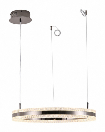 Lampa wisząca ARKADIA LED 60 cm - tytanowa z kryształowym pierścieniem