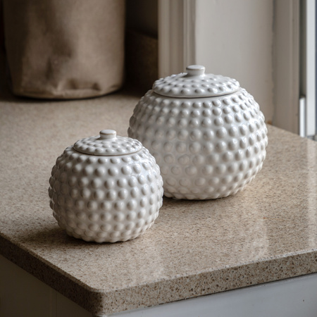 Alba Beaded Trinket Jar White 205x205x185mm