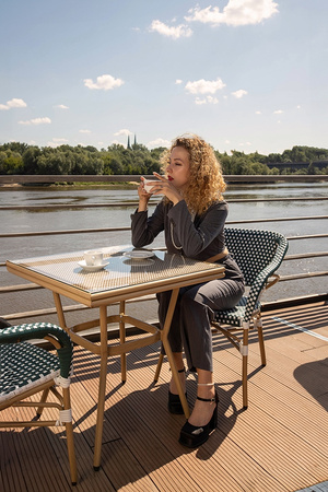 Krzesło ogrodowe CAFE MIRAMAR turkus /    morski rattan