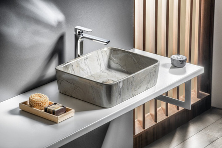 DALMA umywalka ceramiczna nablatowa 48x38 cm, grigio