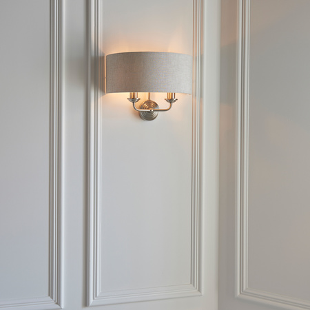 Highclere 2 Wall Light Chrome & Natural